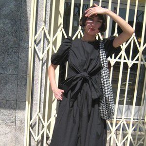 barely worn Jakke tie front/back black organic cotton dress - Medium runs small